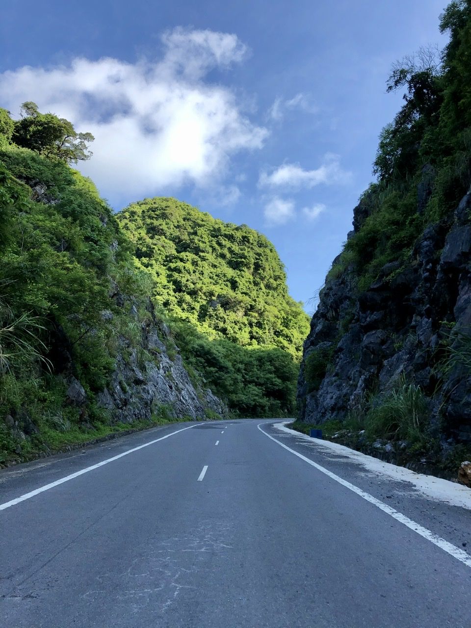 Riding along the road