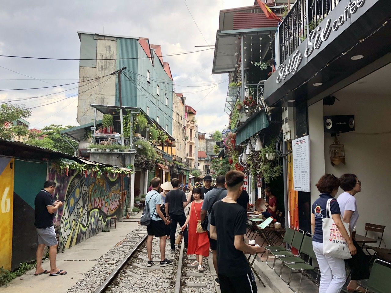 Train tracks and shops