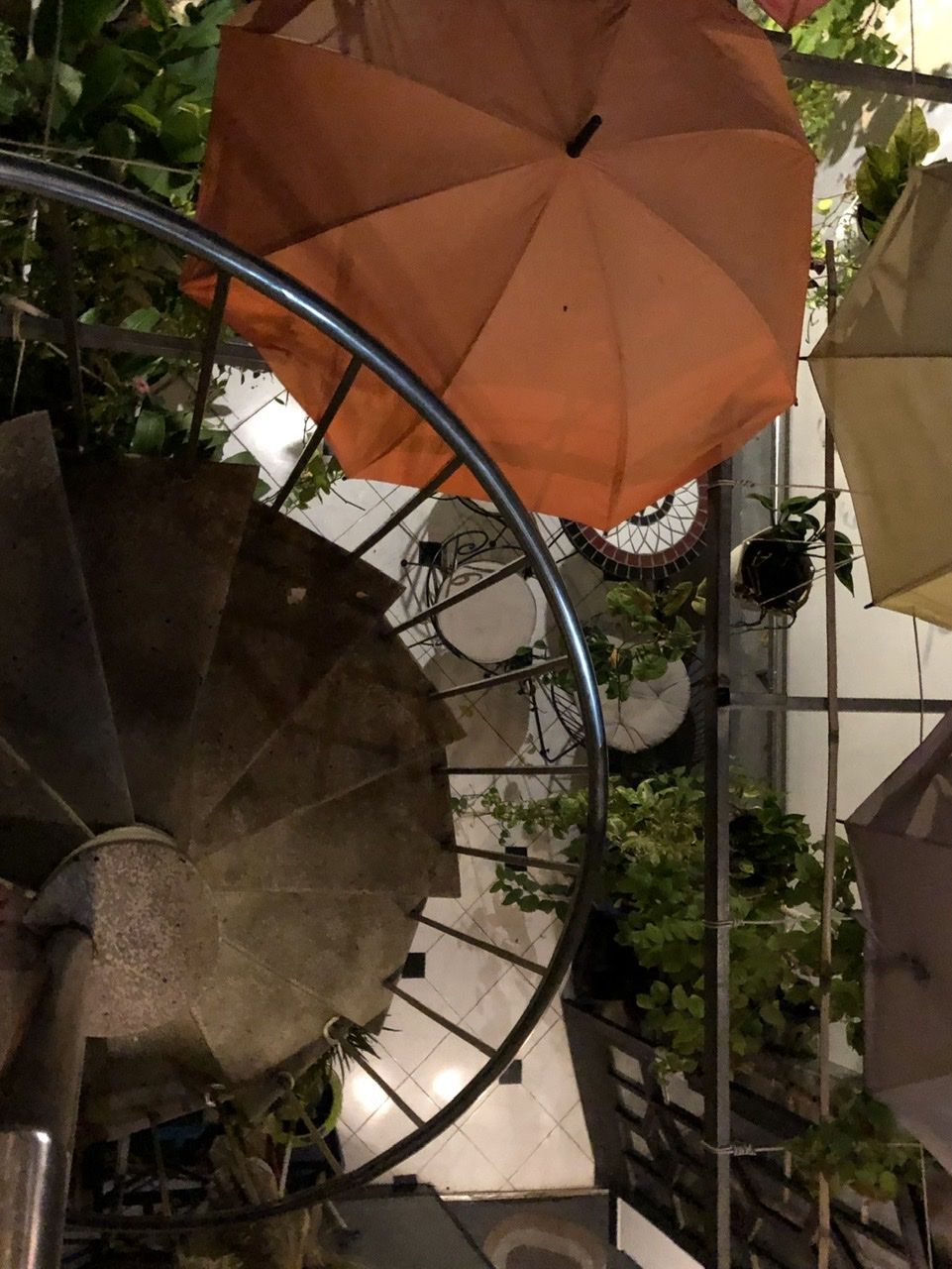 Lower level of the rooftop bar from above