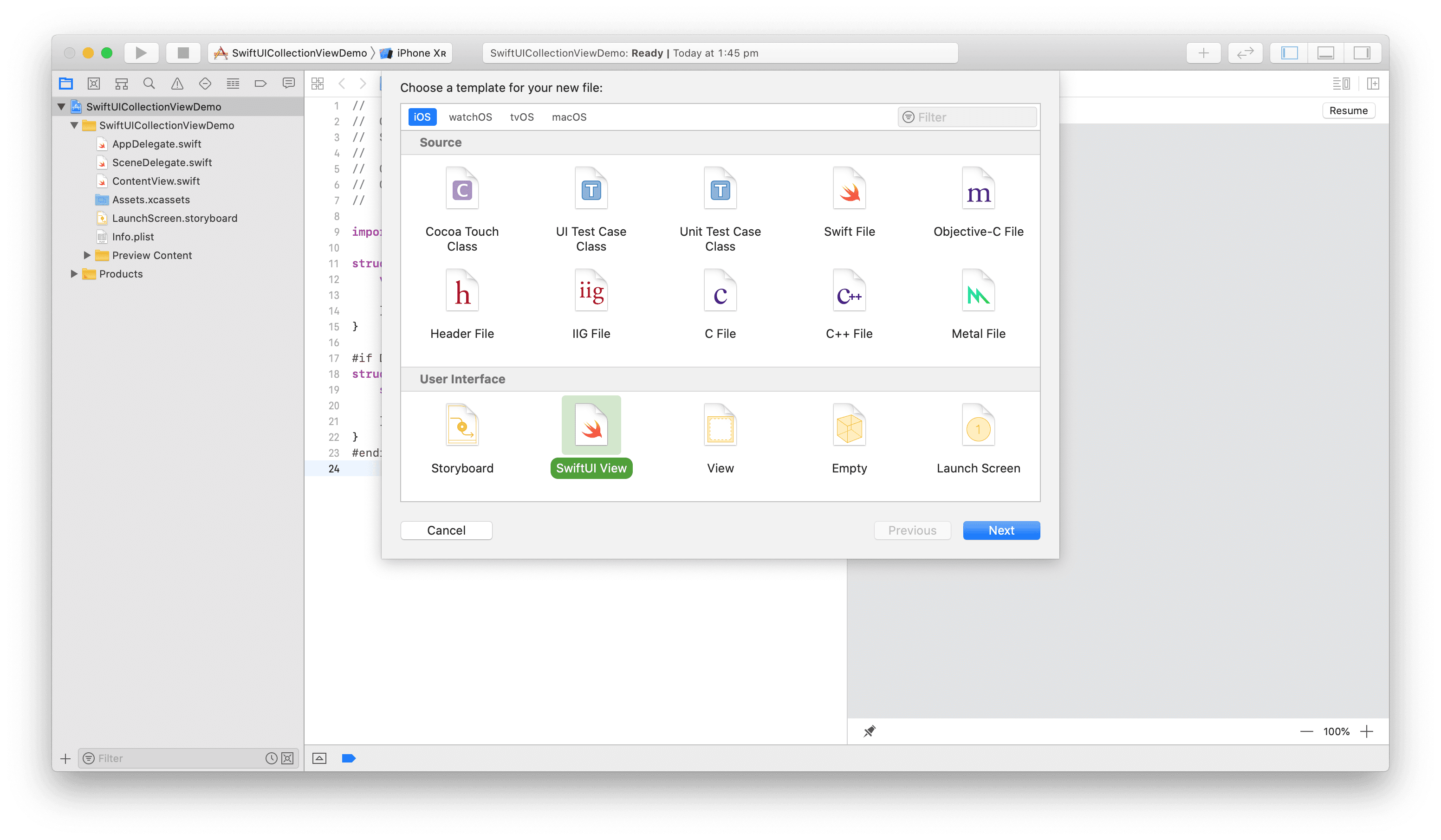 Creating a SwiftUI File